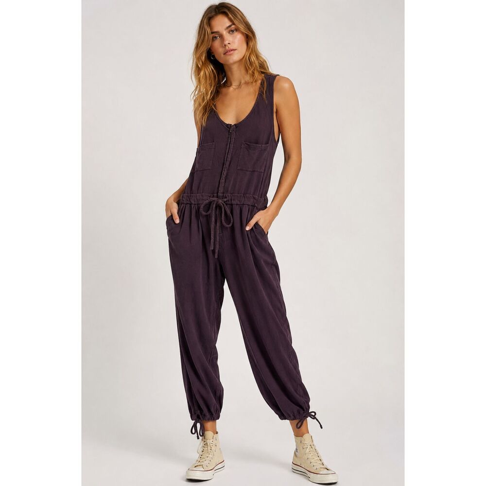 Free People FP One  Zip Front Jumpsuit Women’s Small Boho Harem Utility Romper